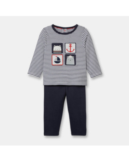 Pyjama interlock rayé à motifs