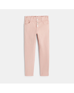Pantalon mom paper bag rose fille
