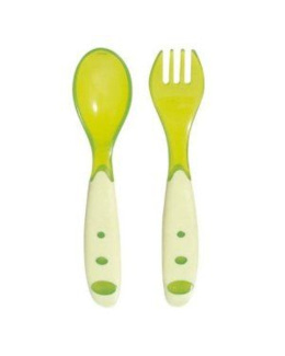 Set de 2 couverts ergonomiques cuillère et fourchette