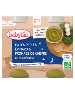 Pâtes perles, épinards & fromage de chèvre Bio