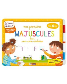 Livre Mes premières majuscules bâton sur une ardoise