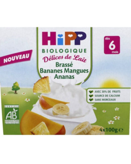 Brassés Bananes Mangues Ananas - 4 coupelles x 100g - 6 mois