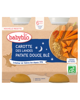 Petits pots Carotte Patate douce et Blé Bio