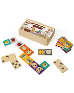 Jeu de société en bois Dominos réversibles les animaux  