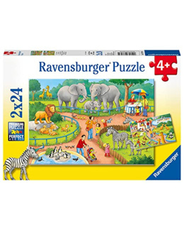 Puzzle - Une journée au zoo - 2x24 pièces