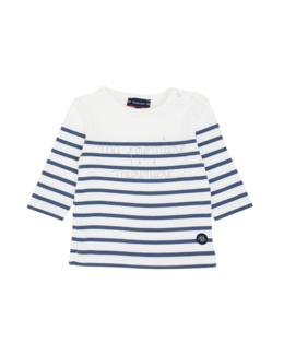 Marinière Baby " Ma 1ère marinière" - coton épais - Milk/Deniz