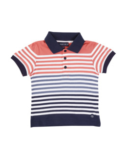Polo tricolore Kids - coton léger - Sanguine/Jean/Md/Blanc
