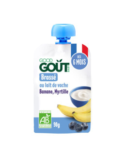 Brassé au lait de vache banane, myrtille