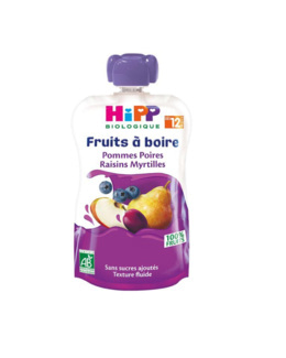 Gourde Pommes Poures Raisins Myrtilles - 1 gourde x 120ml - dès 12 mois