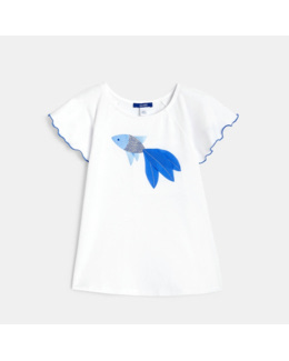 T-shirt fantaisie motif poisson blanc fille