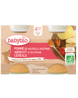 Pots Pommes de Nouvelle-Aquitaine Abricot d'Occitanie Céréale dès 4 mois