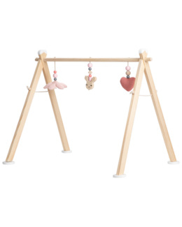 Arche d'éveil en bois + peluches en tricot