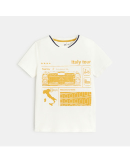 T-shirt manches courtes motif Italie blanc garçon