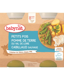 Petits pois Pomme de terre du Centre-Val de Loire Cabillaud Sauvage 200 g dès 8 mois