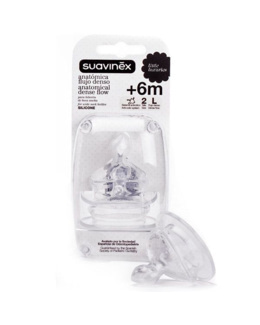 Tétine physiologique en silicone à col large - Débit rapide, 6 mois +