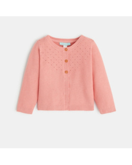 Gilet maille tricot effet pointelle rose