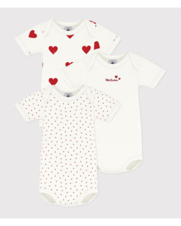 Lot de 3 bodies cœur manches courtes bébé en coton