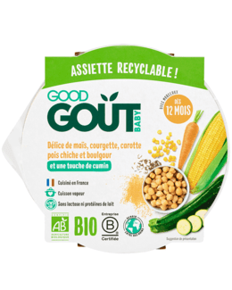 Petit plat bio Délice de maïs, courgette, carotte pois chiche et boulgour