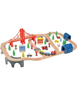 Set de train - 70 pièces en bois