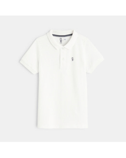 Polo en coton piqué blanc garçon