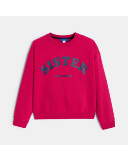 Sweat-shirt à message rose fille