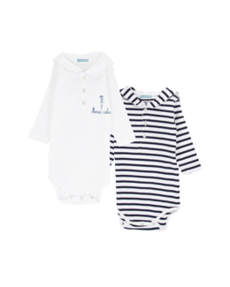 Lot de bodies 2 "Brendan" Baby - Blanc/Navire