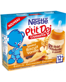 Nestlé P'tit Dej - Brique lait & céréales biscuit vanille