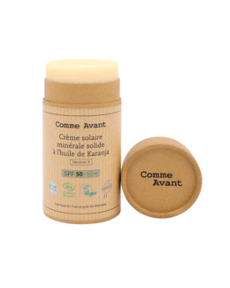 Crème solaire SPF50 minérale solide à l'huile de karanja