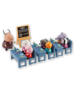 Salle de classe avec 7 personnages Peppa Pig