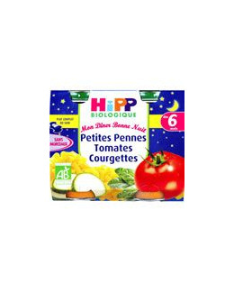 Menu Bonne Nuit Petites Penne Tomates Courgettes - 2 pots x 190g - 6 mois