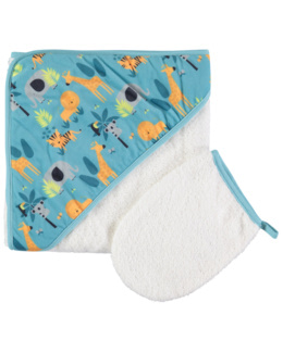 Cape de bain et gant de toilette Crazy jungle