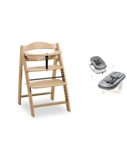 Chaise haute bébé arketa bois naturel avec transat bébé