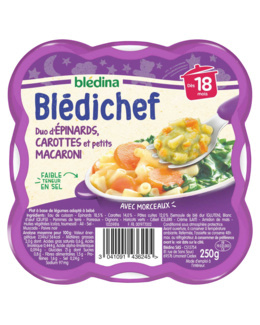 BLEDICHEF Duo d'épinards, carottes et petits macaroni