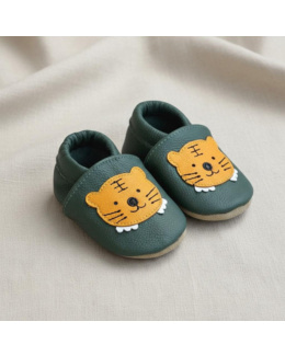 Chausson bébé en cuir souple Léo le Lionceau