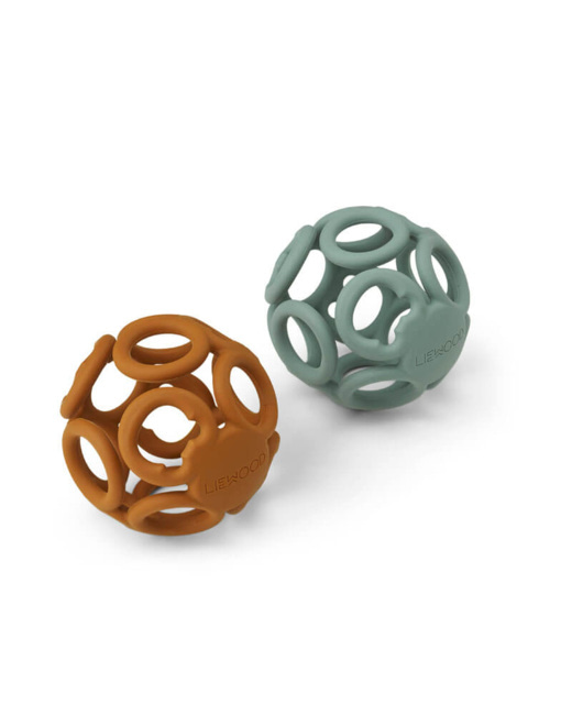 Boule de dentition Jasmin lot de 2 - Mustard peppermint mix