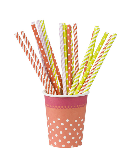 Lot de 20 pailles fantaisie anniversaire en plastique