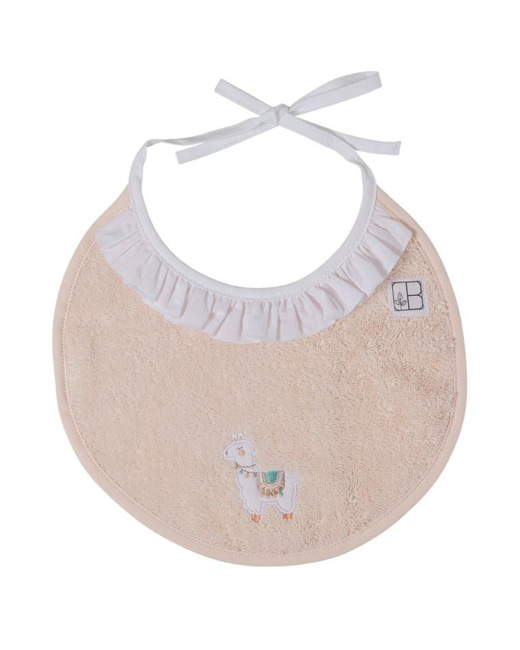 Mini bavoir bouclette de coton biologique broderie lama Inca