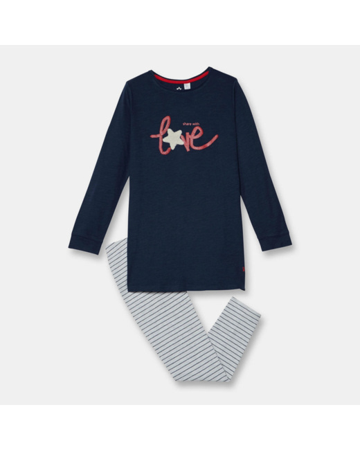 Pyjama 2 pièces jersey bleu fille