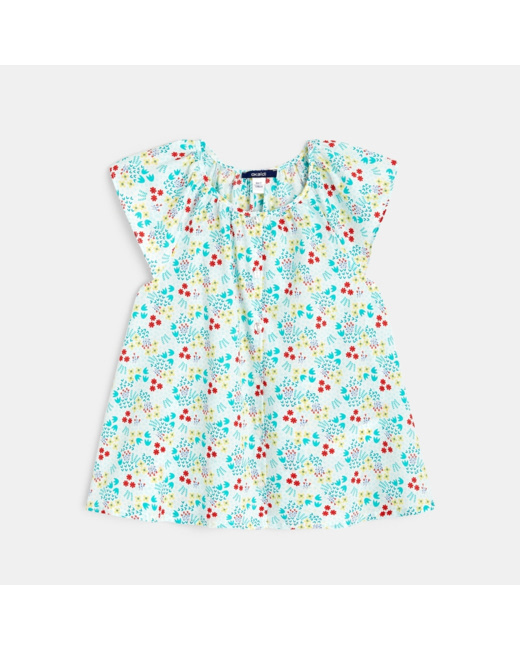 Blouse fleurie à manches courtes fille