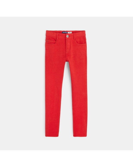 Pantalon skinny en toile bi-stretch rouge garçon