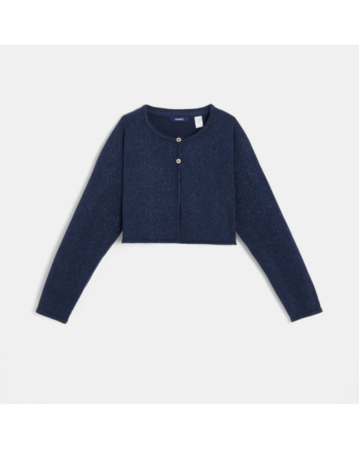 Gilet boléro pailleté bleu fille