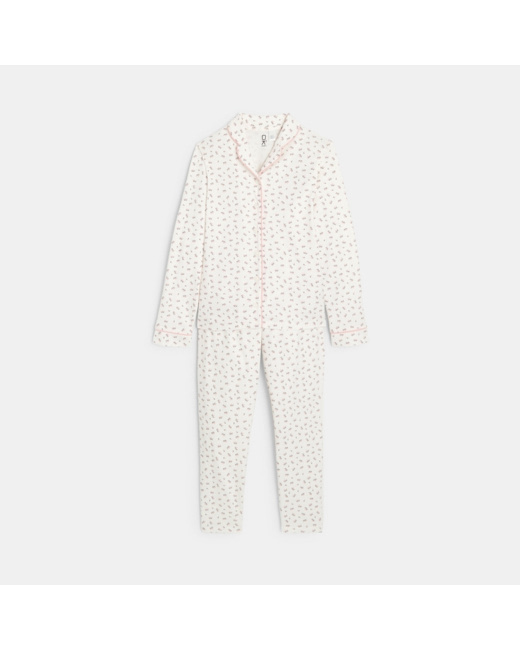 Pyjama en flanelle imprimée rose fille