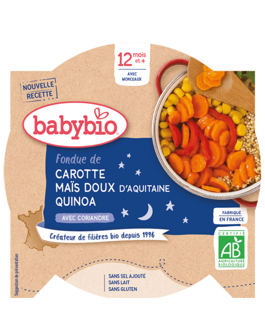 Bonne Nuit Fondue de Carotte Maïs doux d'Aquitaine & Quinoa à la Coriandre