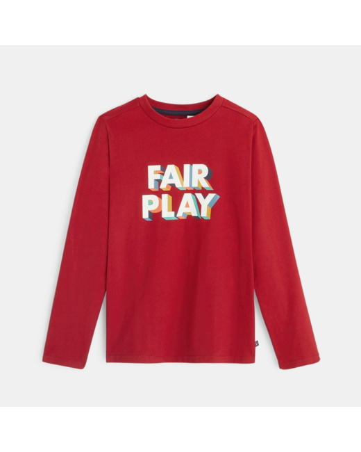 T-shirt à message "Fair Play" rouge garçon