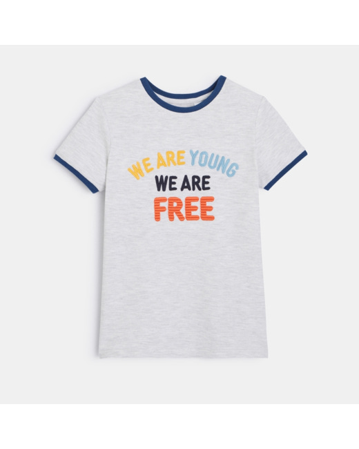 T-shirt "We are young, we are free" gris garçon
