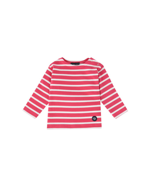 Marinière bébé - coton épais - Raspberry/Blanc