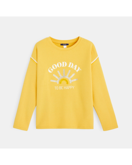 Sweat à message Good Day jaune fille