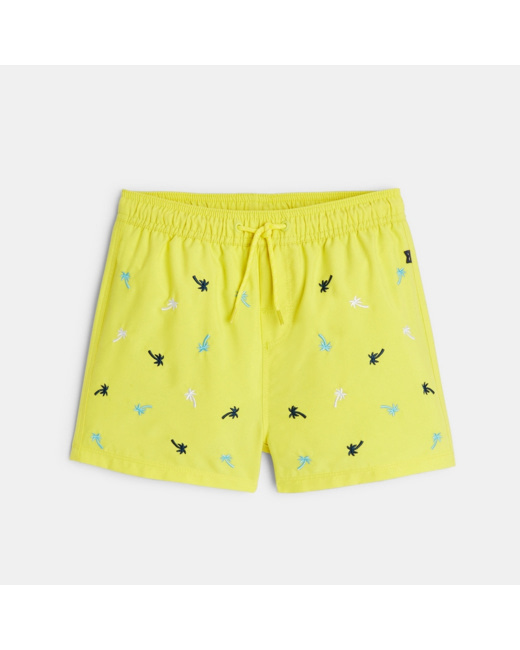 Short de bain brodé jaune garçon
