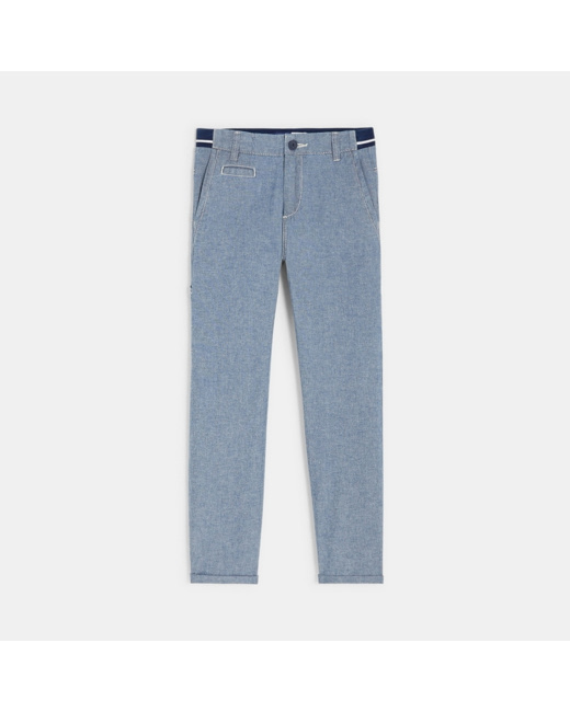 Pantalon carrot rayé bleu garçon