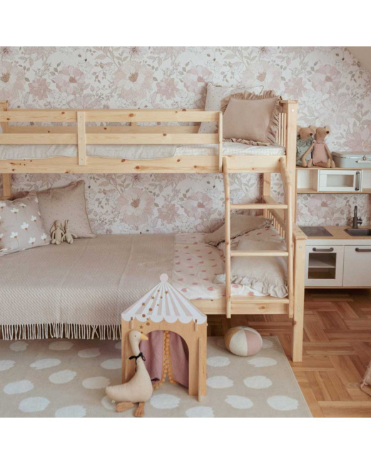 Papier peint enfant lapins et fleurs roses